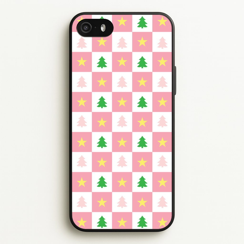 Pink And Green Tree Pattern - Christmas Patterns Phone Case for iPhone 5 / 5s / SE 2016