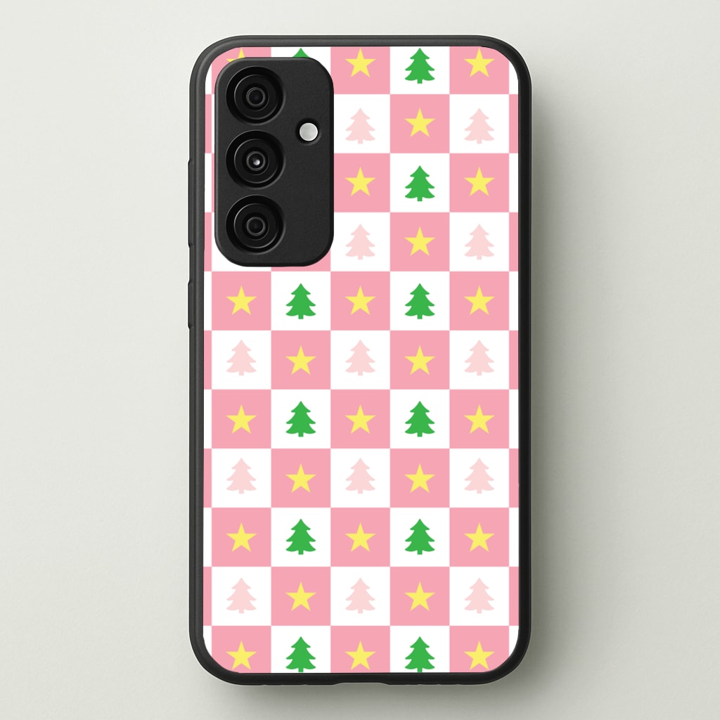 Pink And Green Tree Pattern - Christmas Patterns Phone Case for Galaxy A15
