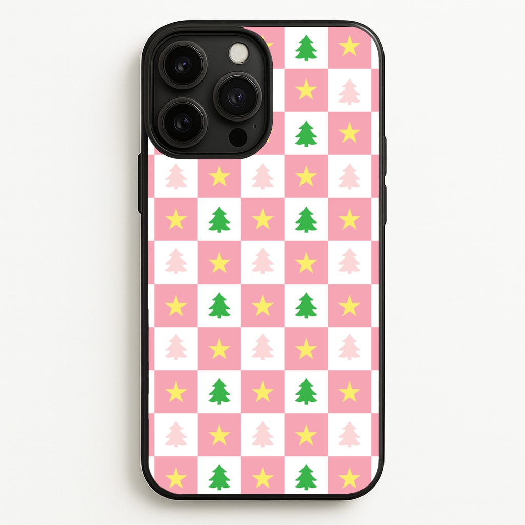 Pink And Green Tree Pattern - Christmas Patterns Phone Case for iPhone 13 Pro Max