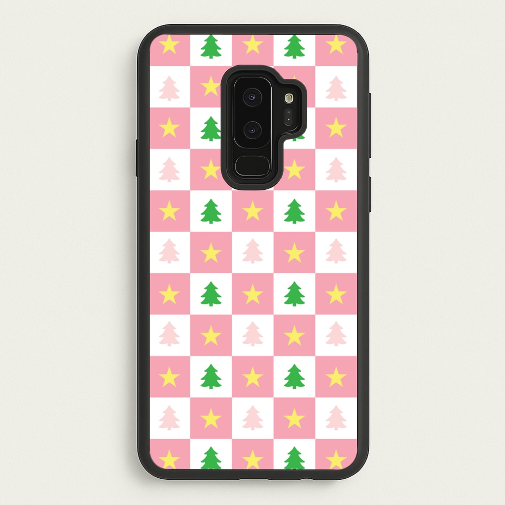 Pink And Green Tree Pattern - Christmas Patterns Phone Case for Galaxy S9 Plus