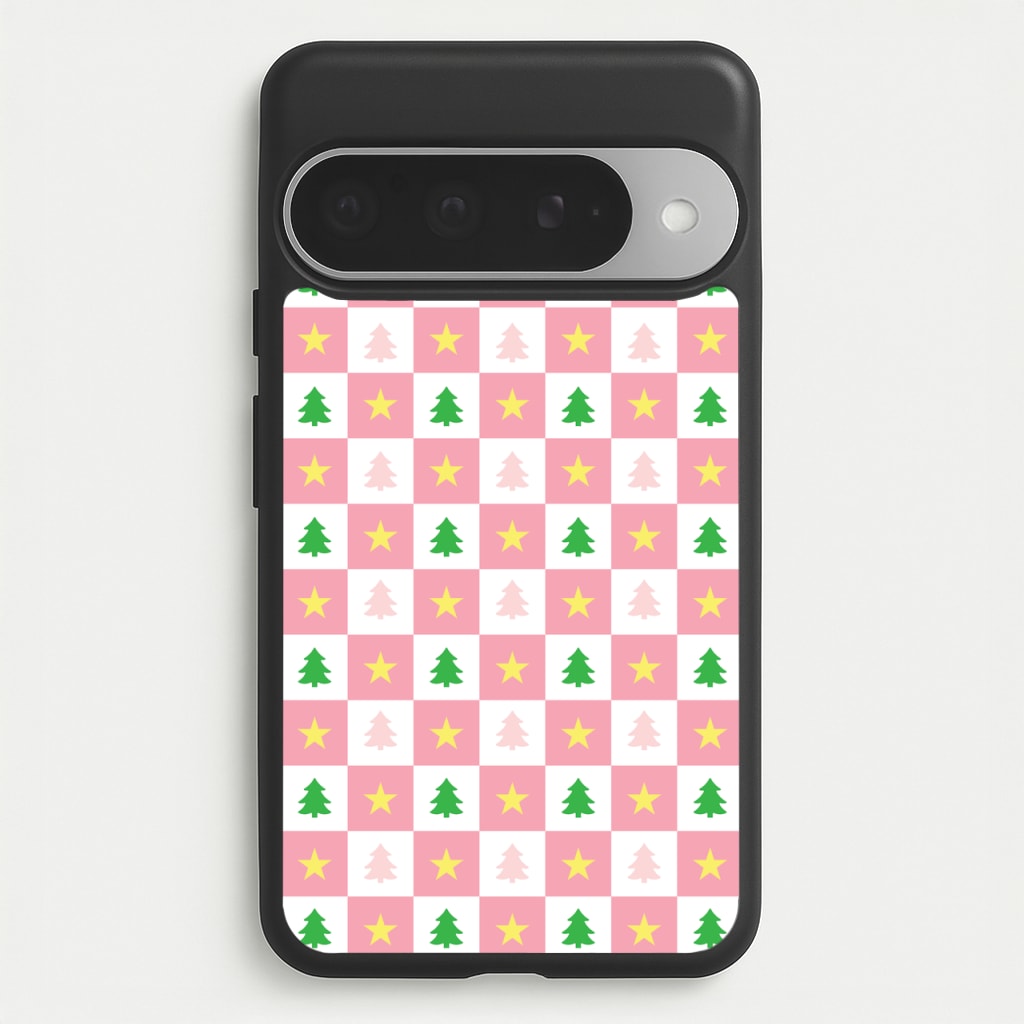 Pink And Green Tree Pattern Phone Case for Google Pixel 10 Pro XL