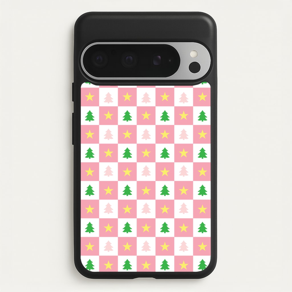 Pink And Green Tree Pattern - Christmas Patterns Phone Case for Google Pixel 9 Pro XL
