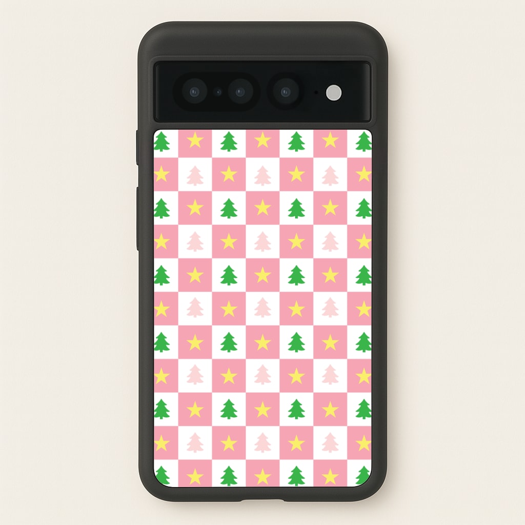 Pink And Green Tree Pattern - Christmas Patterns Phone Case for Google Pixel 7 Pro