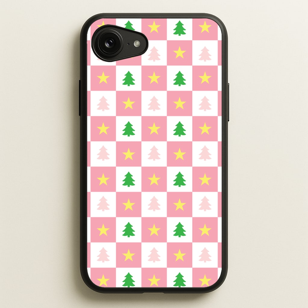 Pink And Green Tree Pattern - Christmas Patterns Phone Case for iPhone 16e
