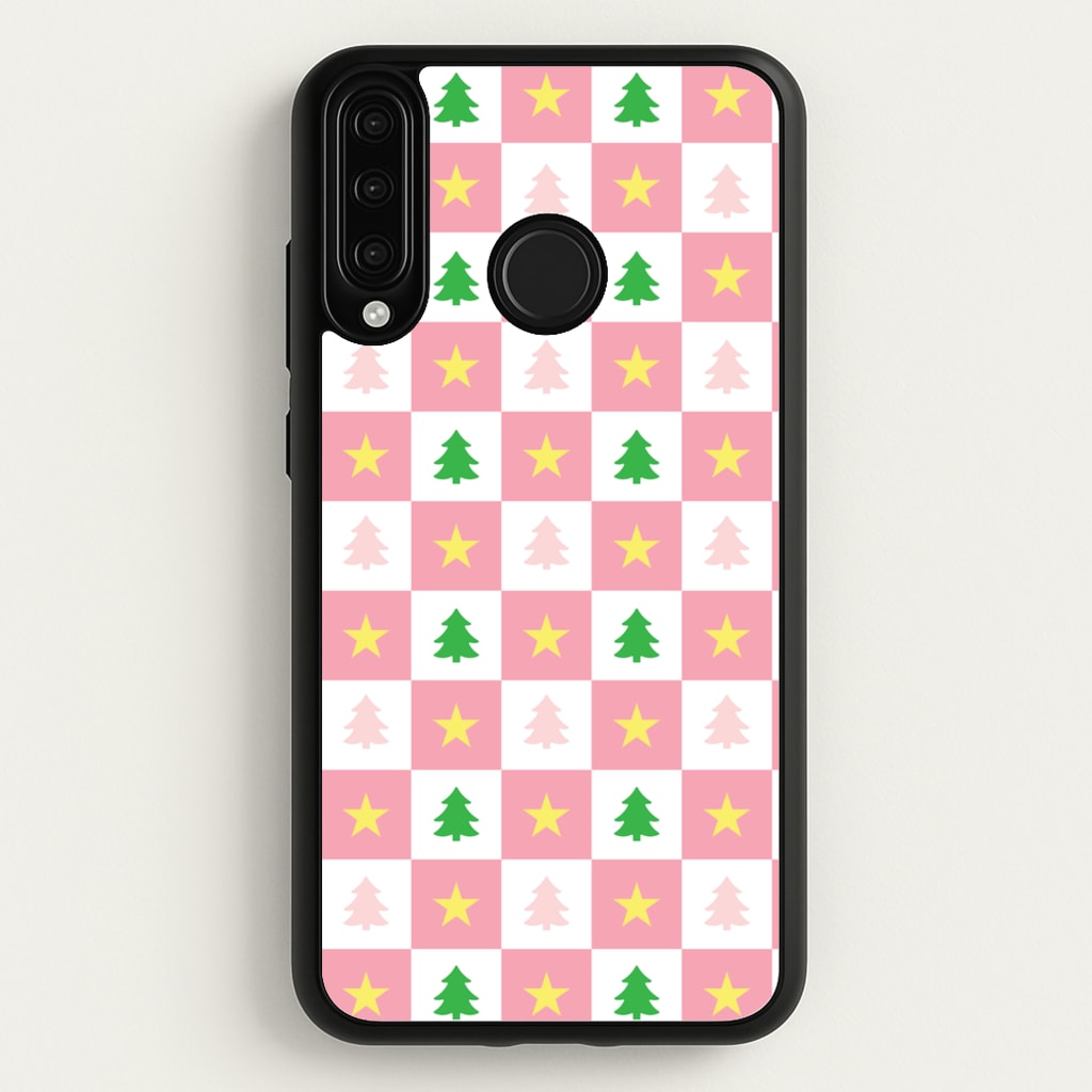 Pink And Green Tree Pattern - Christmas Patterns Phone Case for Huawei P30 Lite