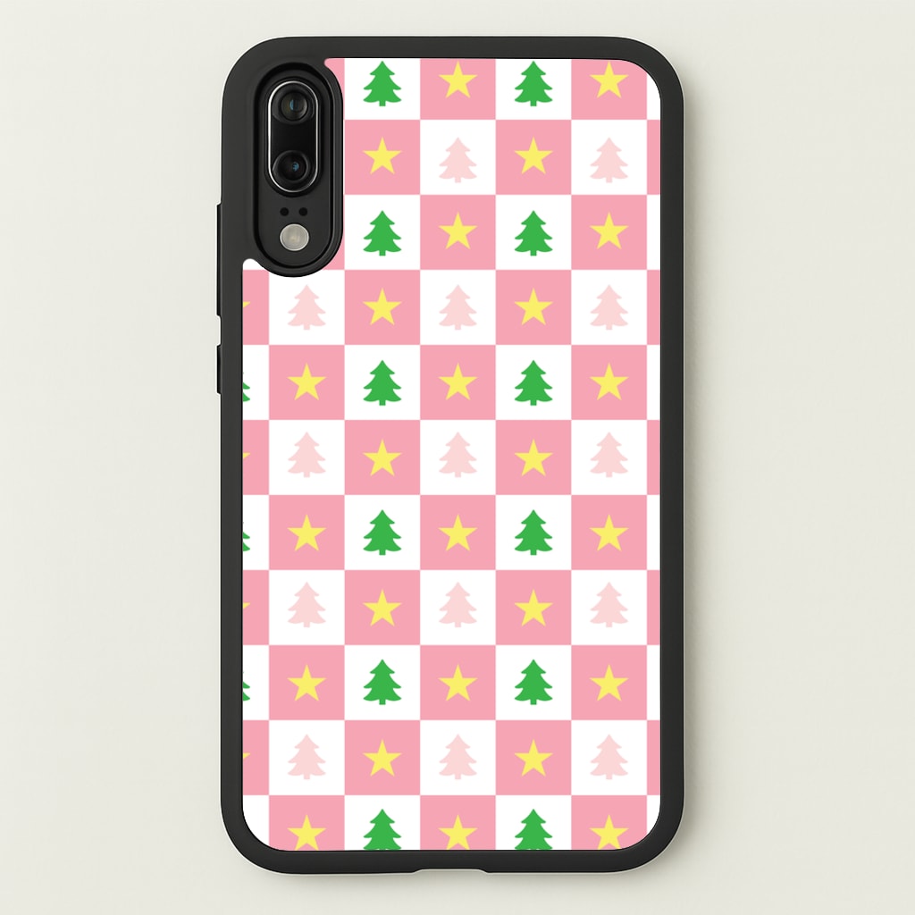 Pink And Green Tree Pattern - Christmas Patterns Phone Case for Huawei P20