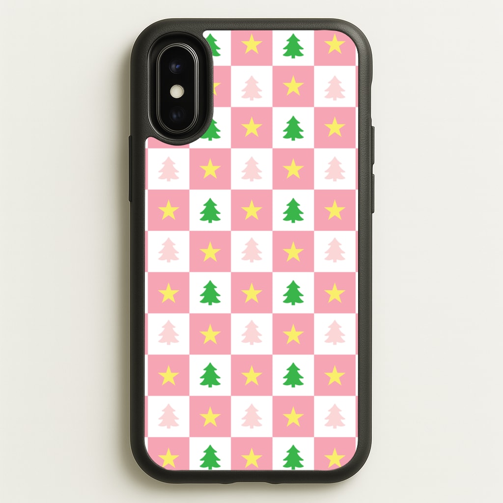 Pink And Green Tree Pattern - Christmas Patterns Phone Case for iPhone X / XS