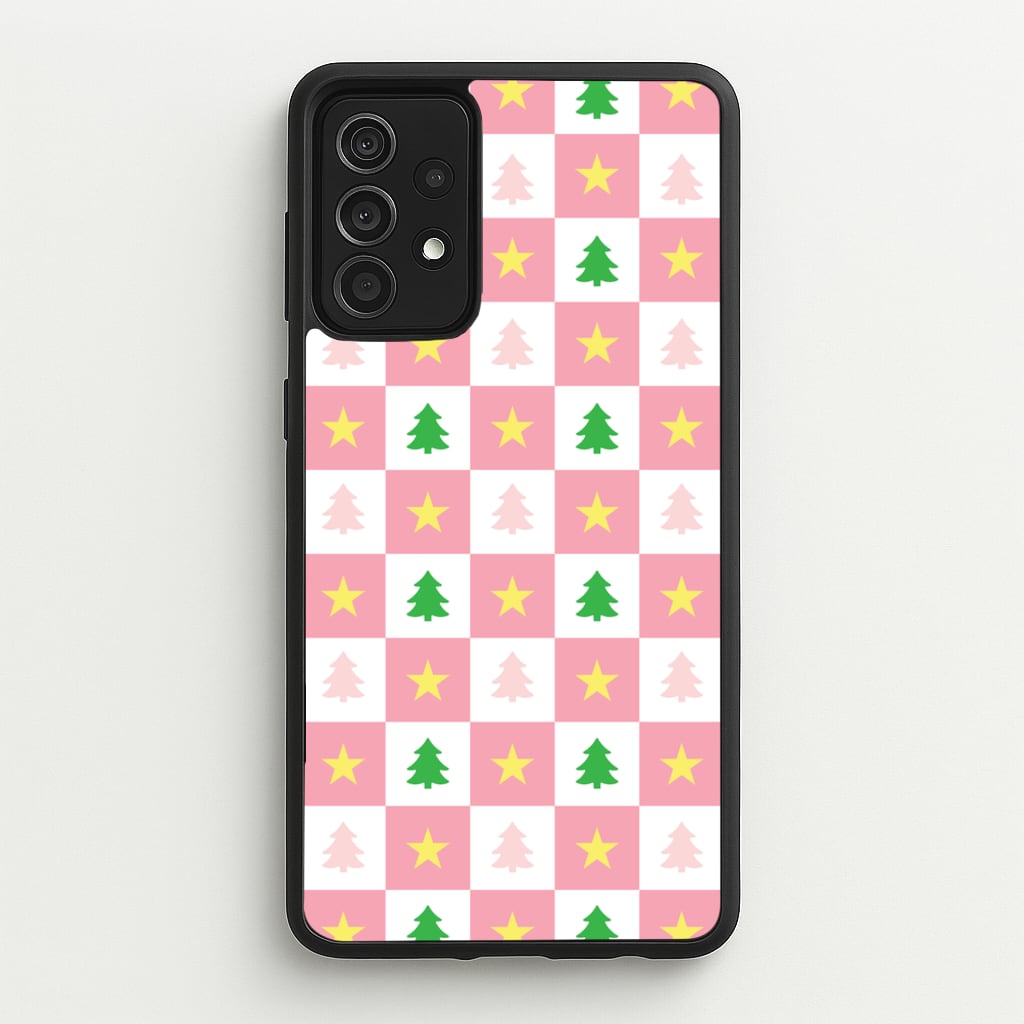 Pink And Green Tree Pattern - Christmas Patterns Phone Case for Galaxy A52 / A52s