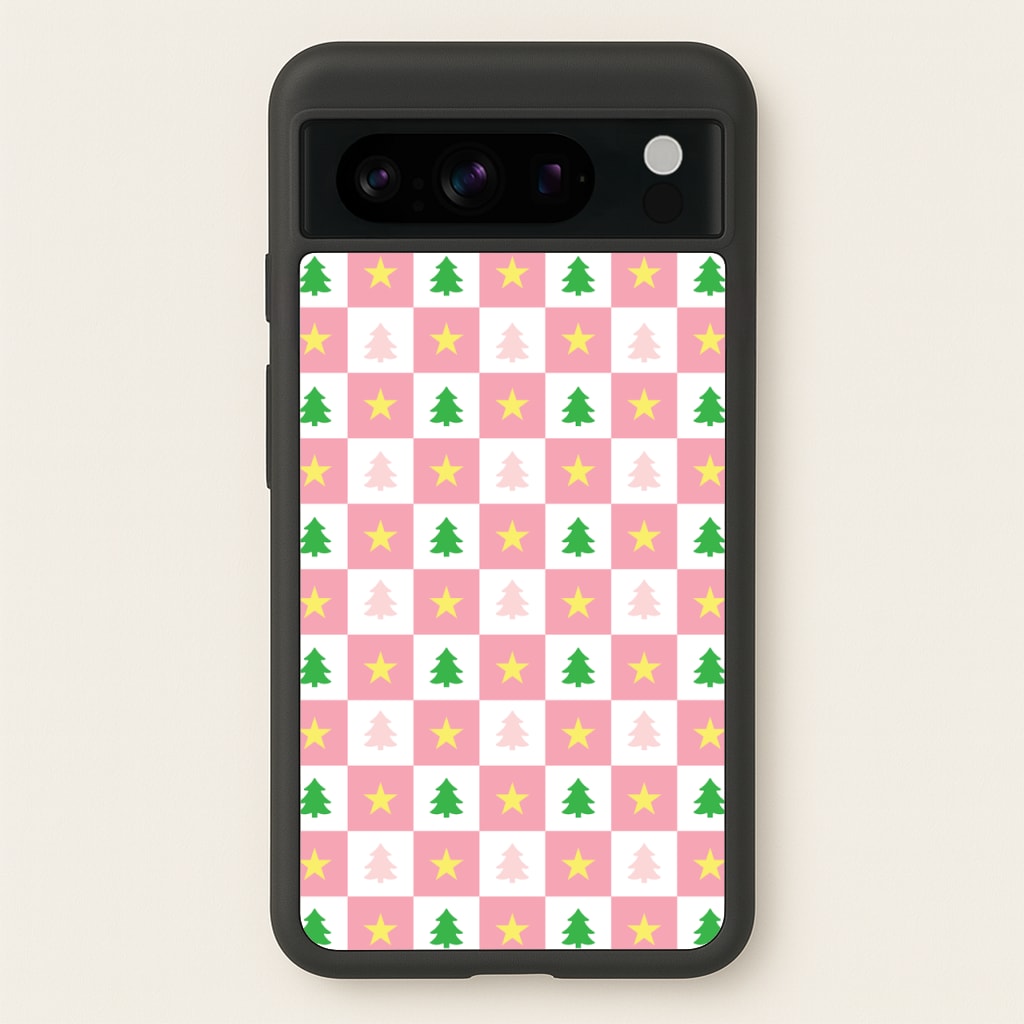 Pink And Green Tree Pattern - Christmas Patterns Phone Case for Google Pixel 8 Pro