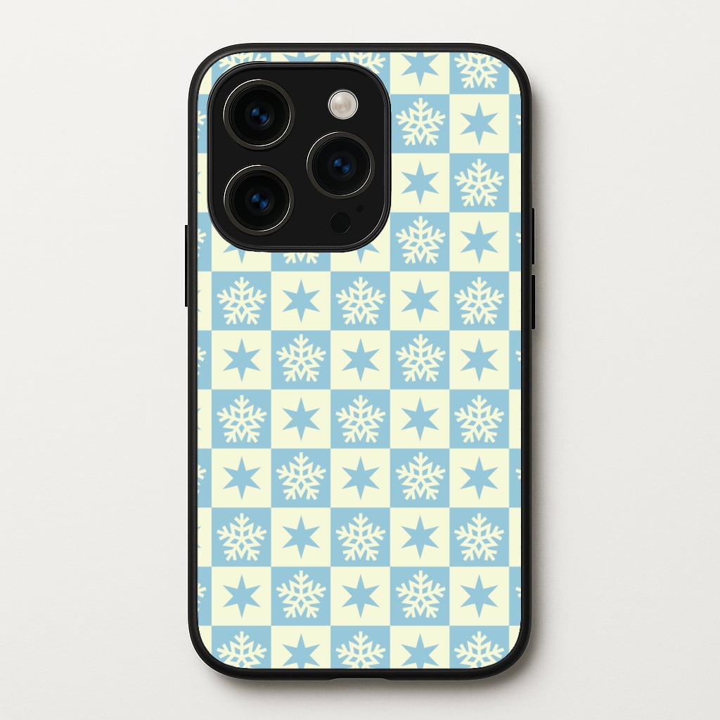 Snow And Star Pattern - Christmas Patterns Phone Case for iPhone 15 Pro Max