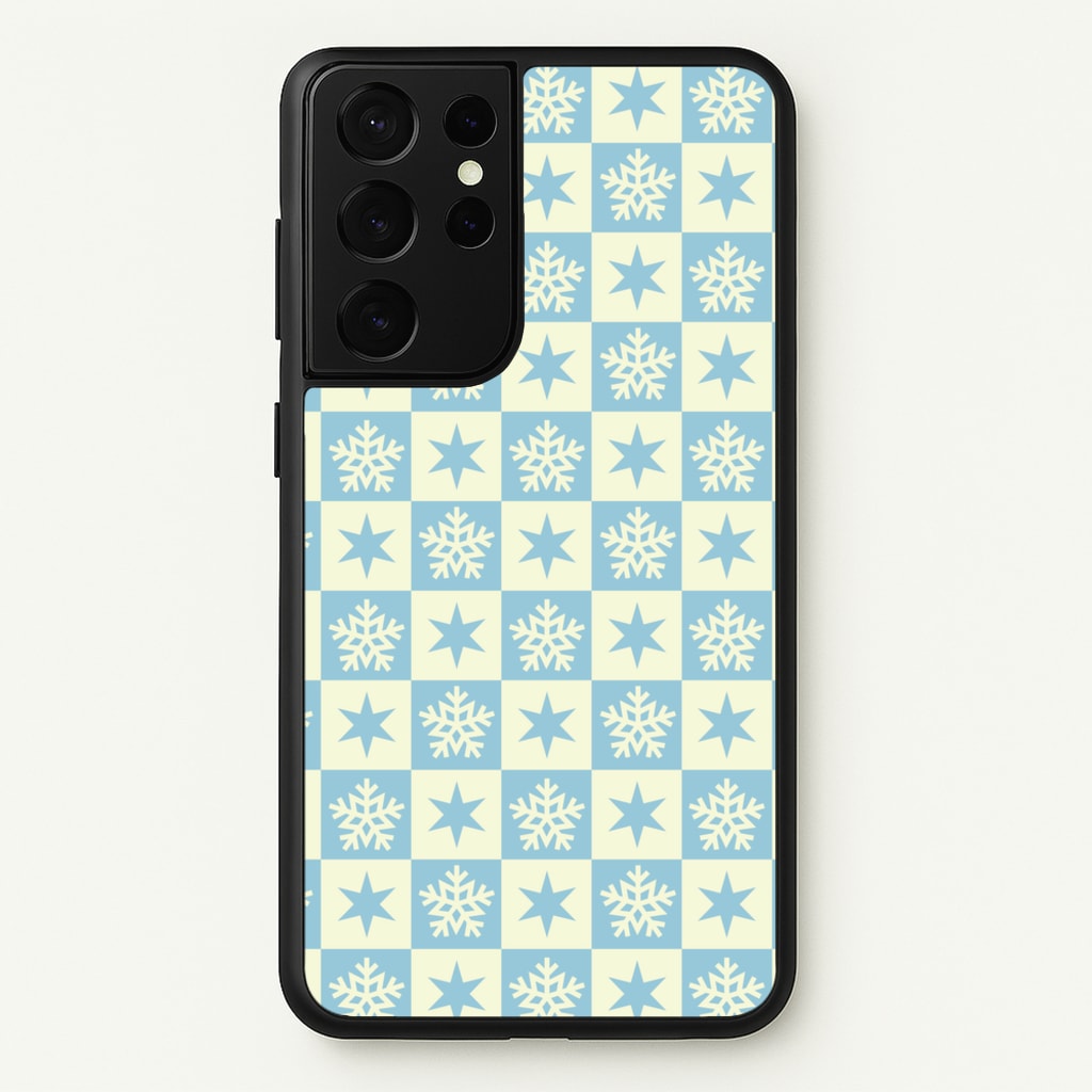 Snow And Star Pattern - Christmas Patterns Phone Case for Galaxy S21 Ultra