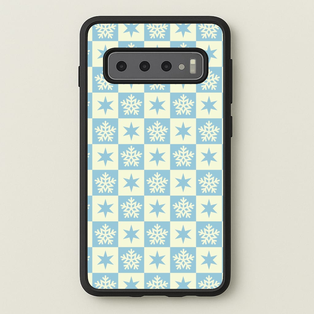 Snow And Star Pattern - Christmas Patterns Phone Case for Galaxy S10 Plus