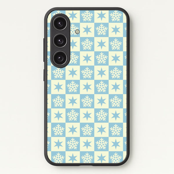 Snow And Star Pattern - Christmas Patterns Phone Case for Galaxy S24