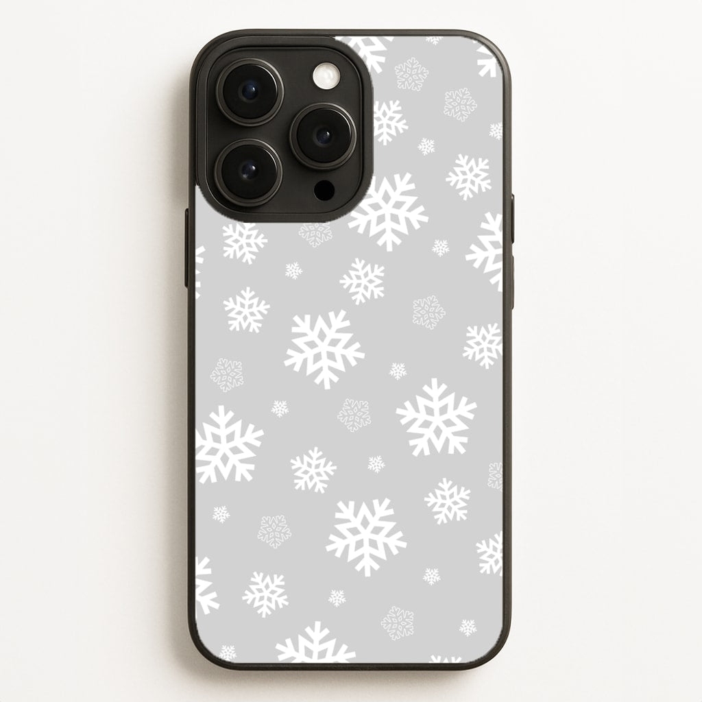 Grey Snowflake Pattern - Christmas Patterns Phone Case for iPhone 16 Pro Max