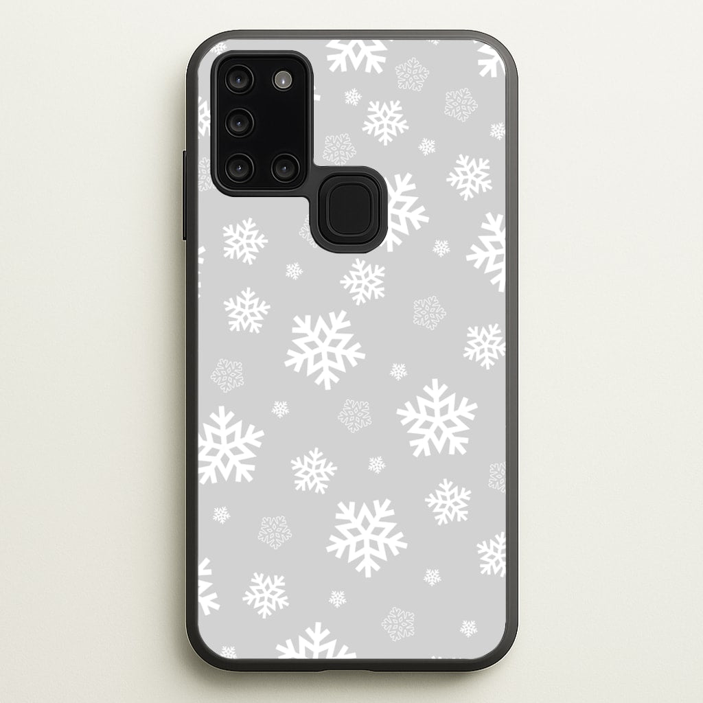 Grey Snowflake Pattern - Christmas Patterns Phone Case for Galaxy A21s