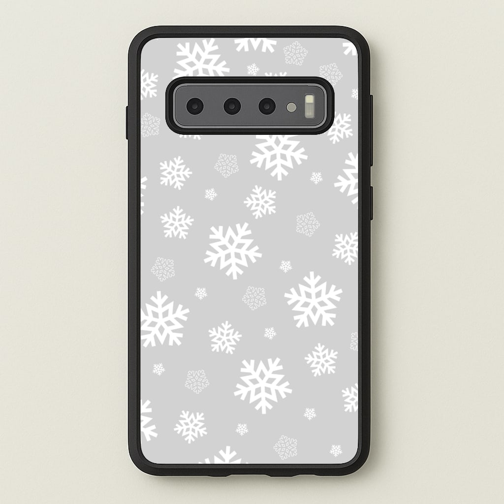Grey Snowflake Pattern - Christmas Patterns Phone Case for Galaxy S10 Plus