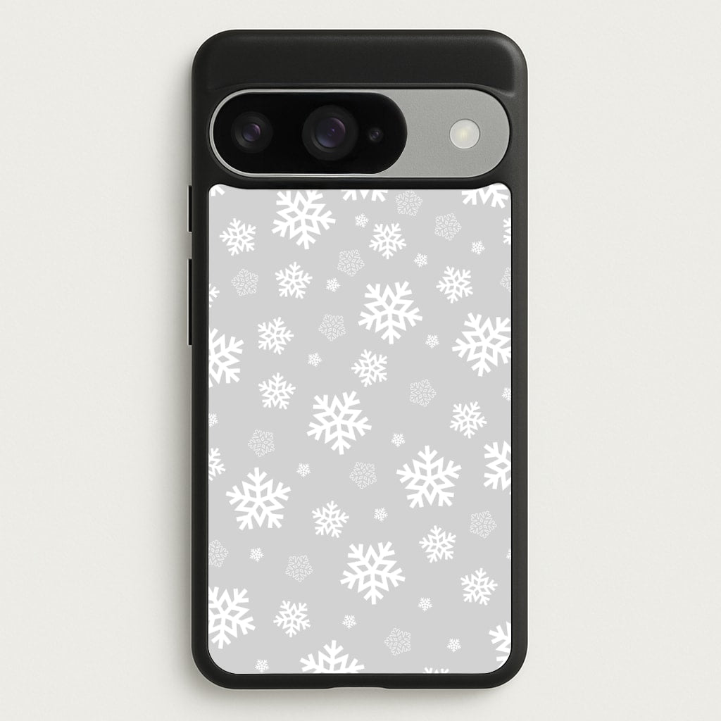 Grey Snowflake Pattern Phone Case for Google Pixel 10 / 10 Pro