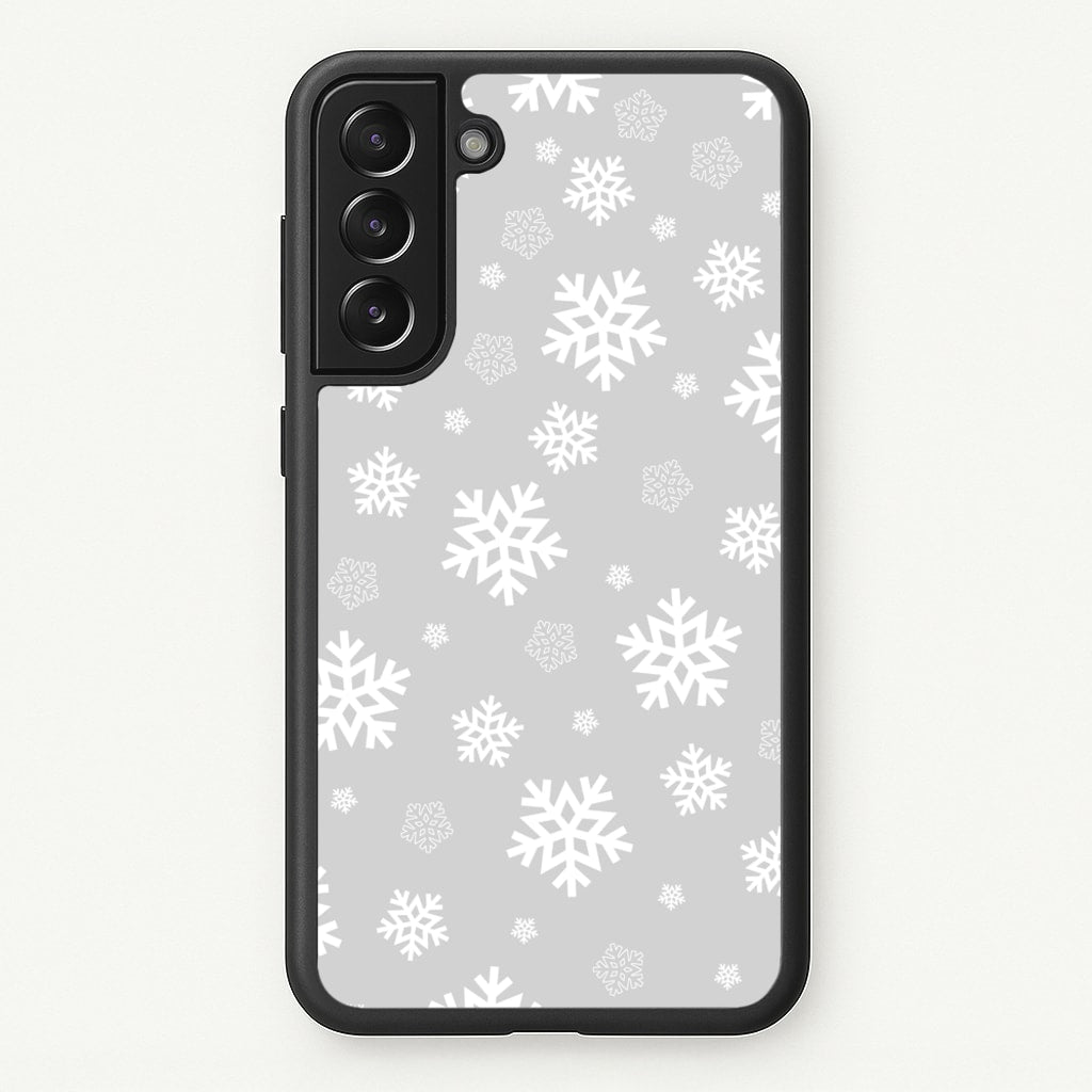 Grey Snowflake Pattern - Christmas Patterns Phone Case for Galaxy S21FE