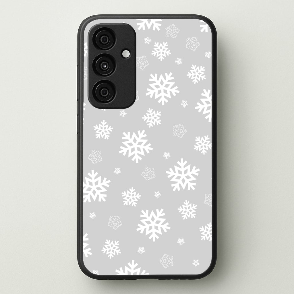 Grey Snowflake Pattern - Christmas Patterns Phone Case for Galaxy A55