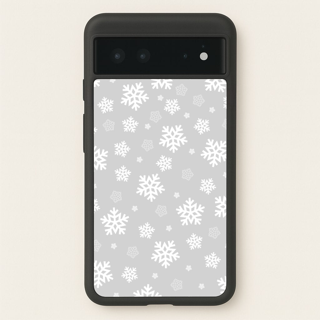 Grey Snowflake Pattern - Christmas Patterns Phone Case for Google Pixel 6