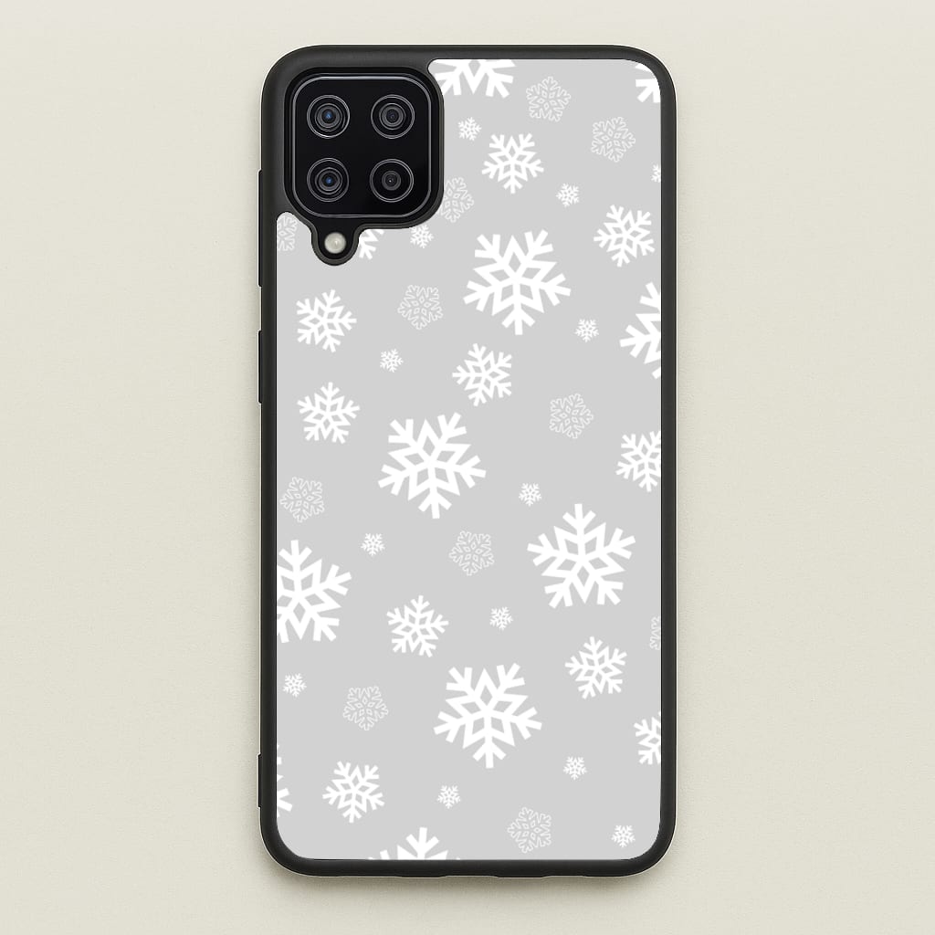 Grey Snowflake Pattern - Christmas Patterns Phone Case for Galaxy A12