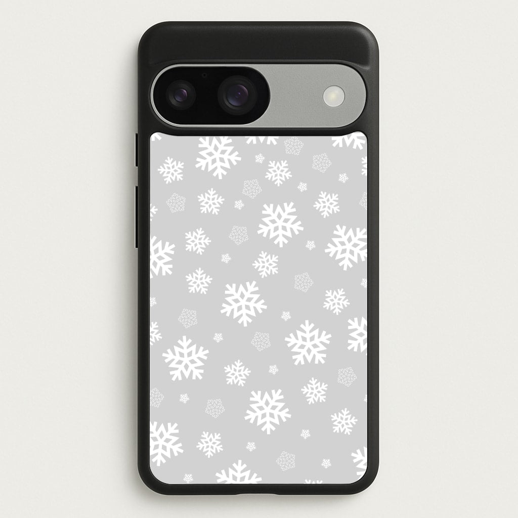 Grey Snowflake Pattern - Christmas Patterns Phone Case for Google Pixel 9 / 9 Pro