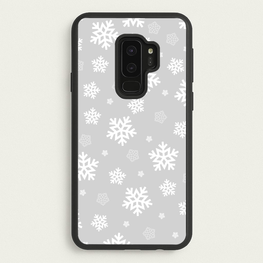 Grey Snowflake Pattern - Christmas Patterns Phone Case for Galaxy S9 Plus