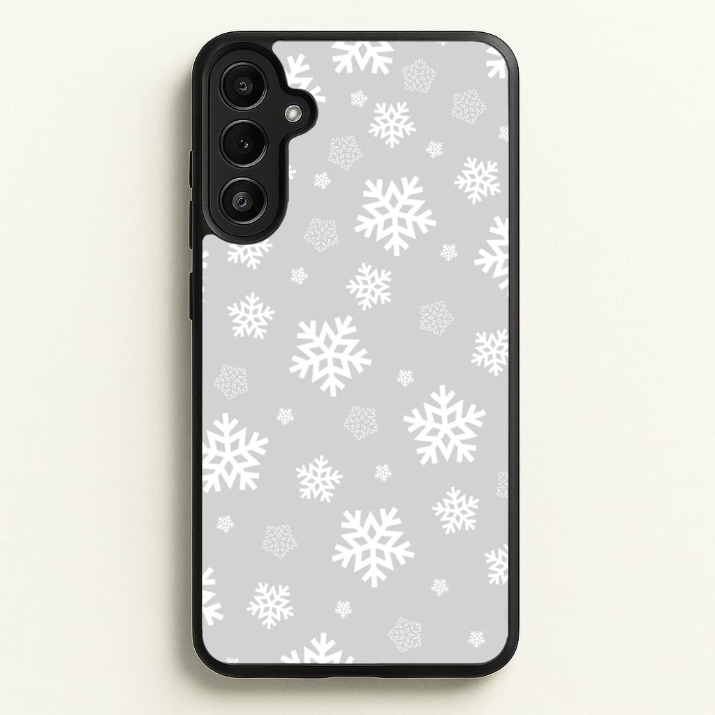 Grey Snowflake Pattern - Christmas Patterns Phone Case for Galaxy A34