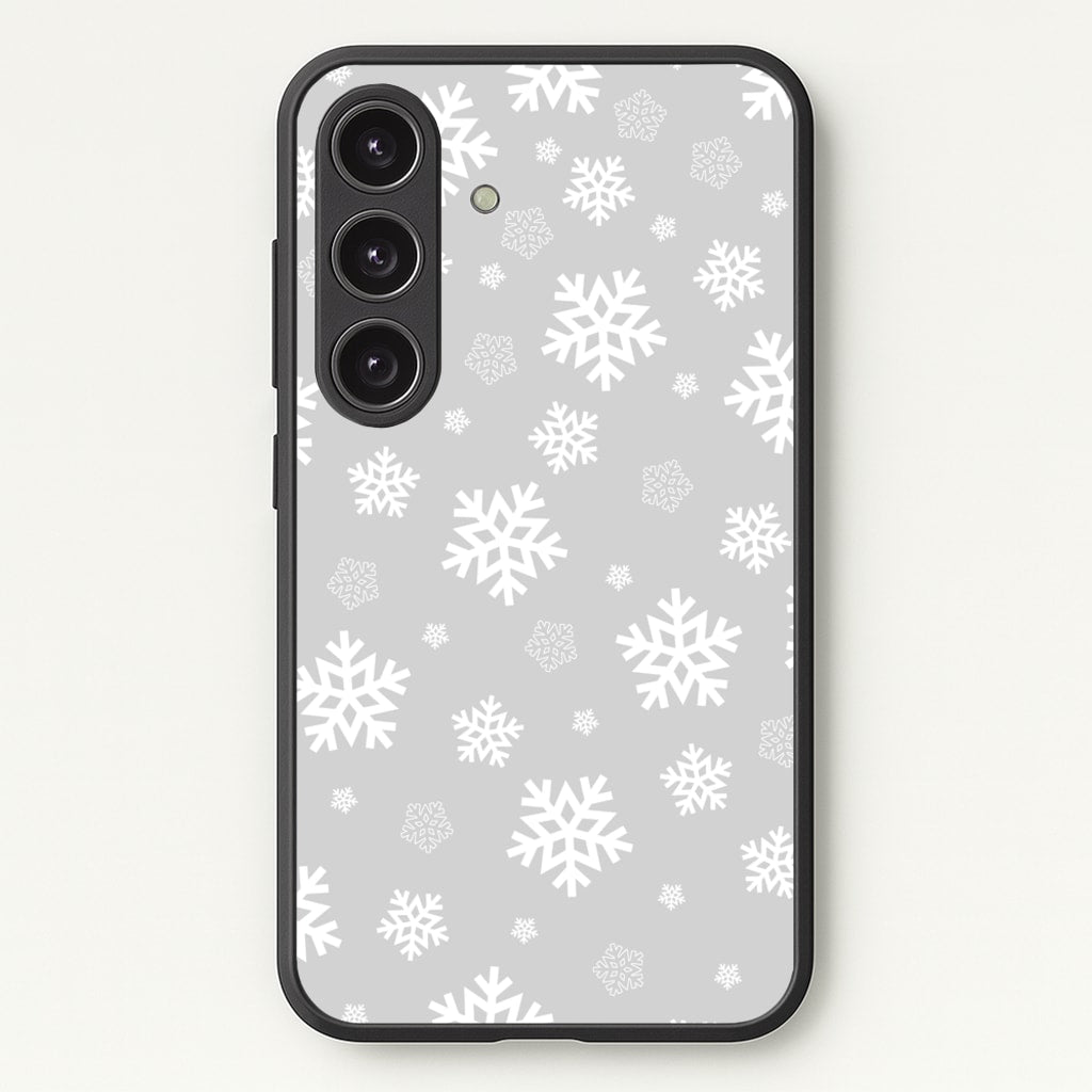 Grey Snowflake Pattern - Christmas Patterns Phone Case for Galaxy S24FE