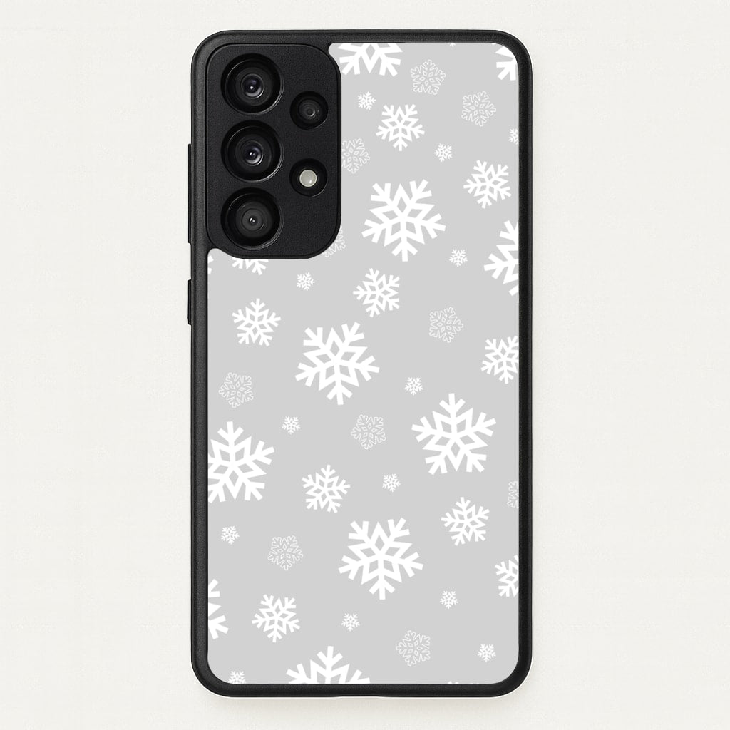 Grey Snowflake Pattern - Christmas Patterns Phone Case for Galaxy A53
