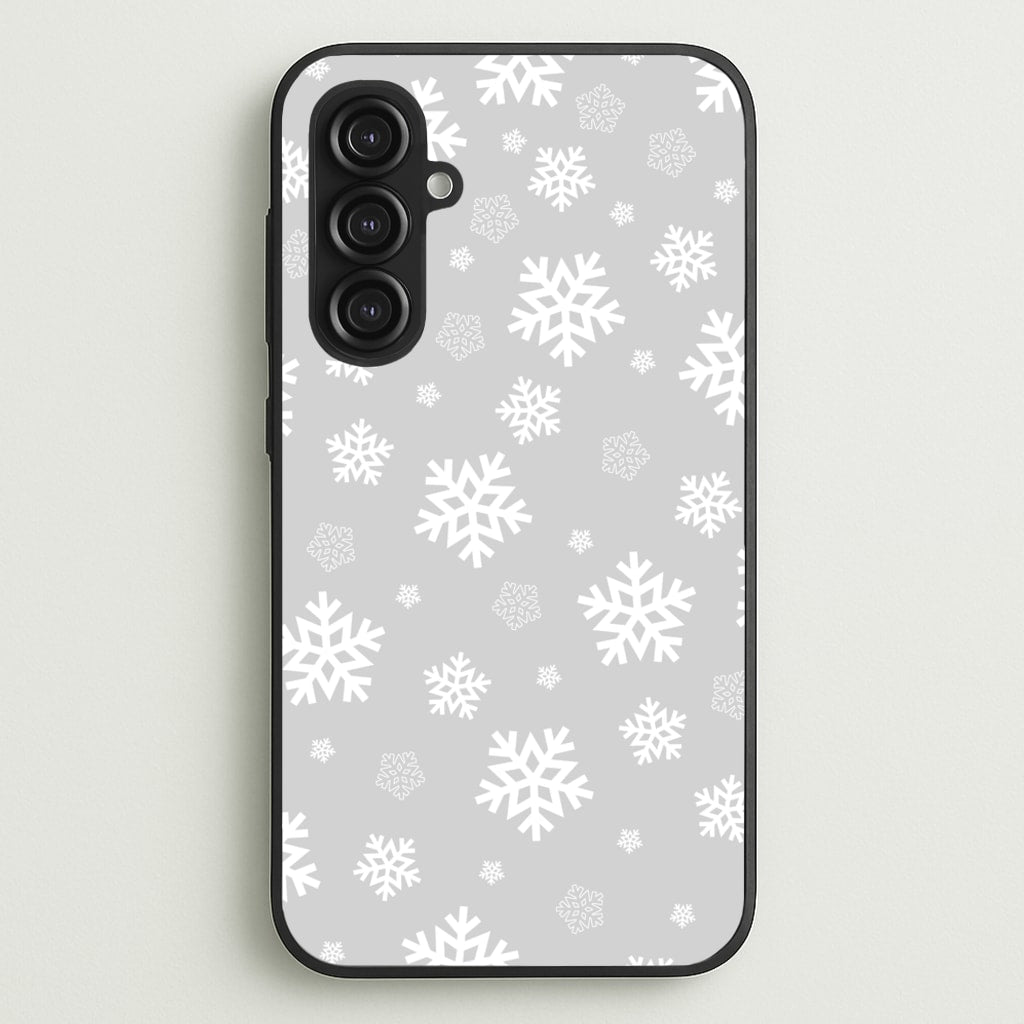 Grey Snowflake Pattern - Christmas Patterns Phone Case for Galaxy S23FE