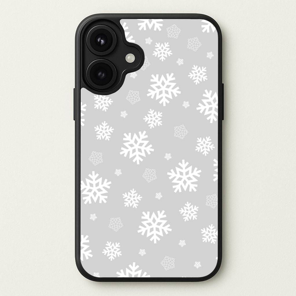 Grey Snowflake Pattern Phone Case for iPhone 17