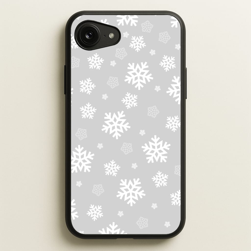 Grey Snowflake Pattern - Christmas Patterns Phone Case for iPhone 16e