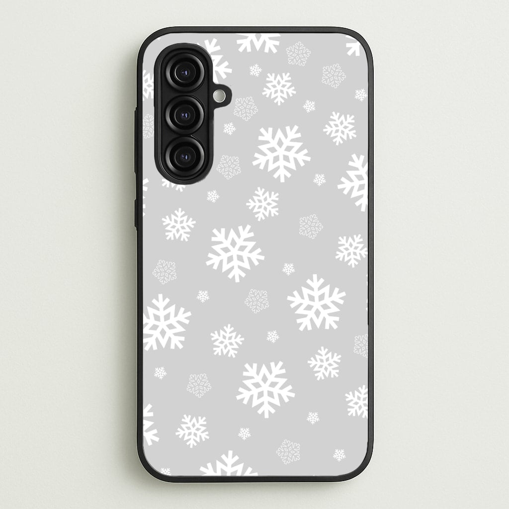 Grey Snowflake Pattern - Christmas Patterns Phone Case for Galaxy A16