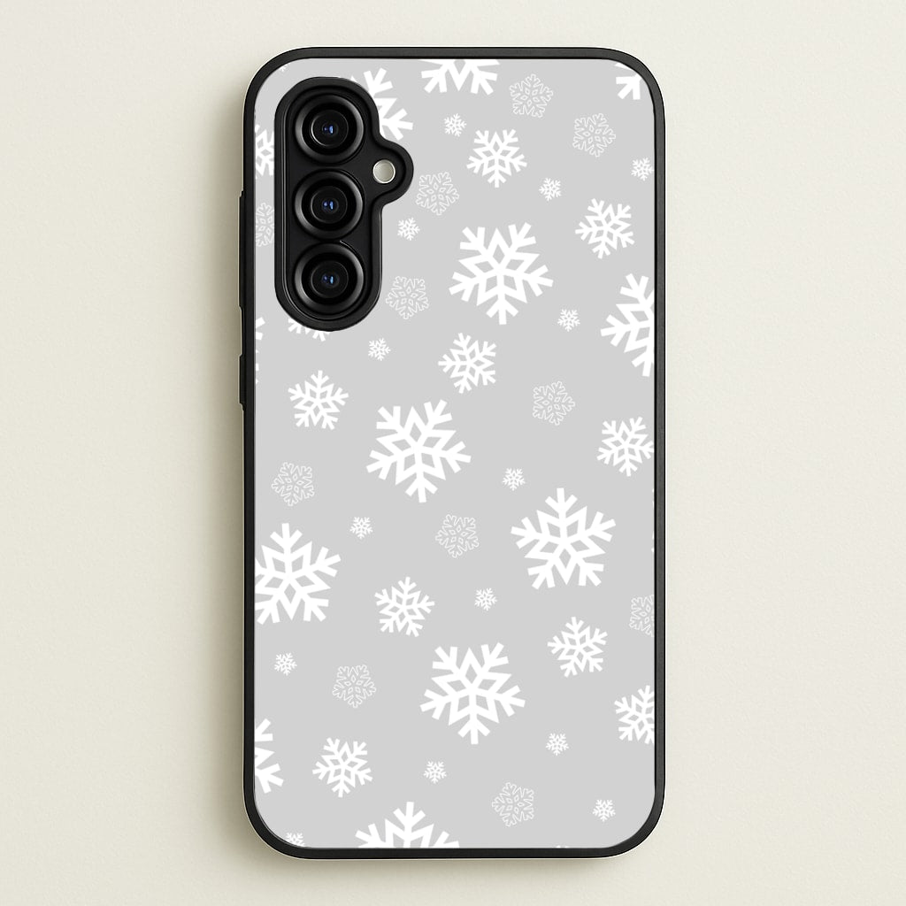 Grey Snowflake Pattern - Christmas Patterns Phone Case for Galaxy A54