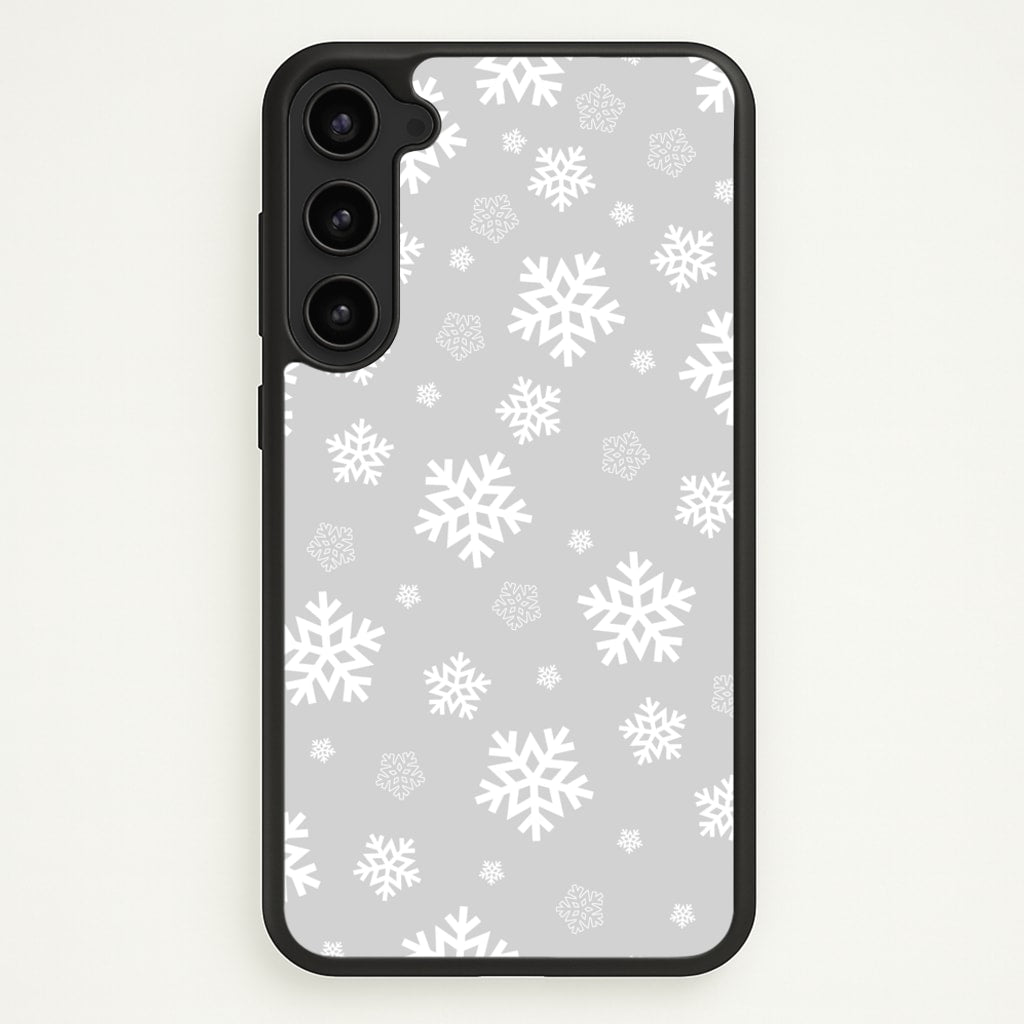 Grey Snowflake Pattern - Christmas Patterns Phone Case for Galaxy S23 Plus