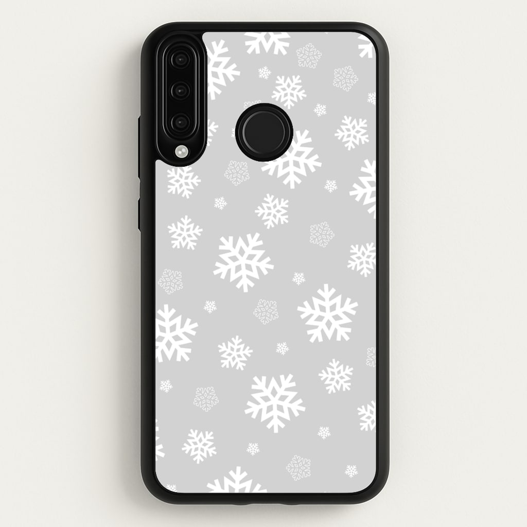 Grey Snowflake Pattern - Christmas Patterns Phone Case for Huawei P30 Lite