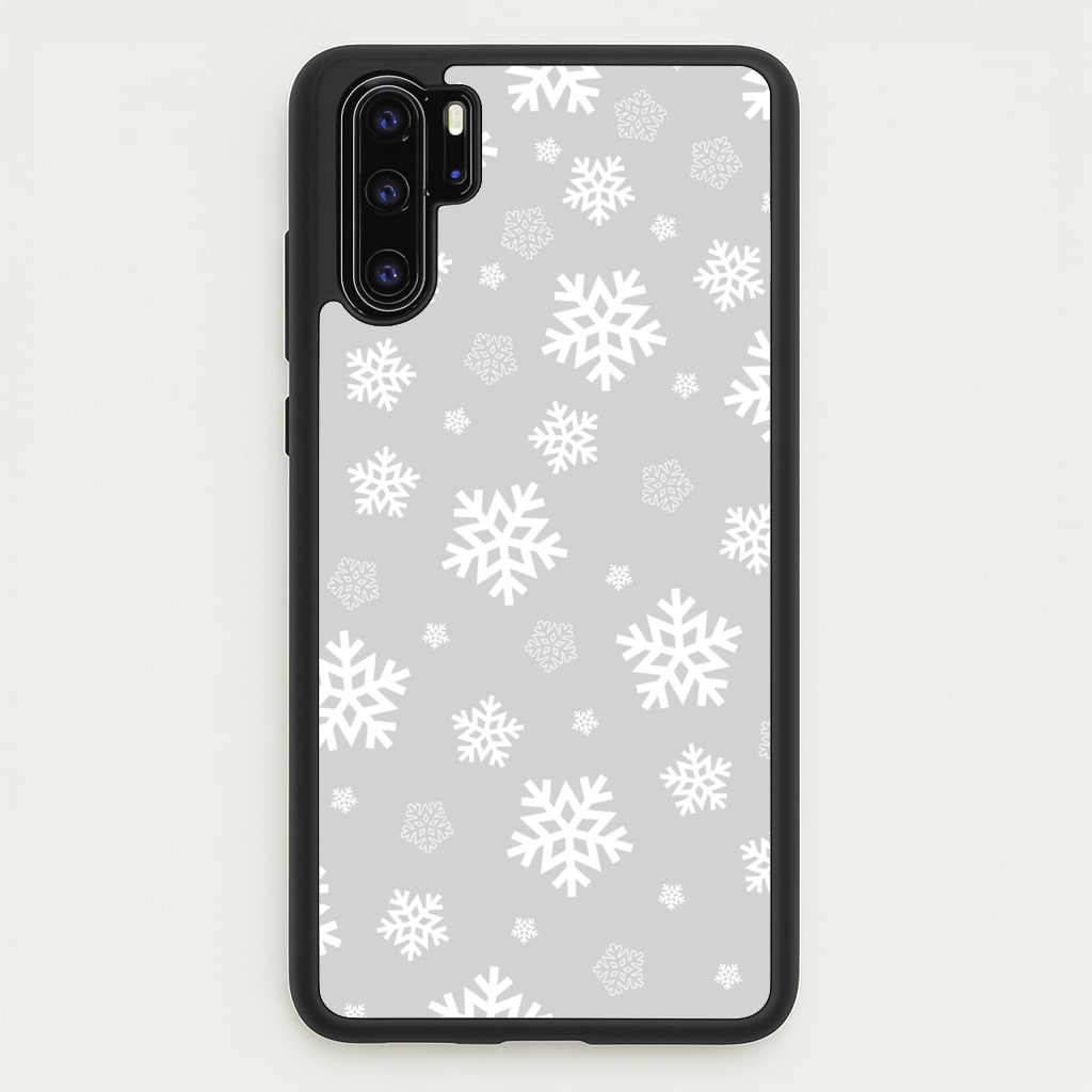 Grey Snowflake Pattern - Christmas Patterns Phone Case for Huawei P30 Pro