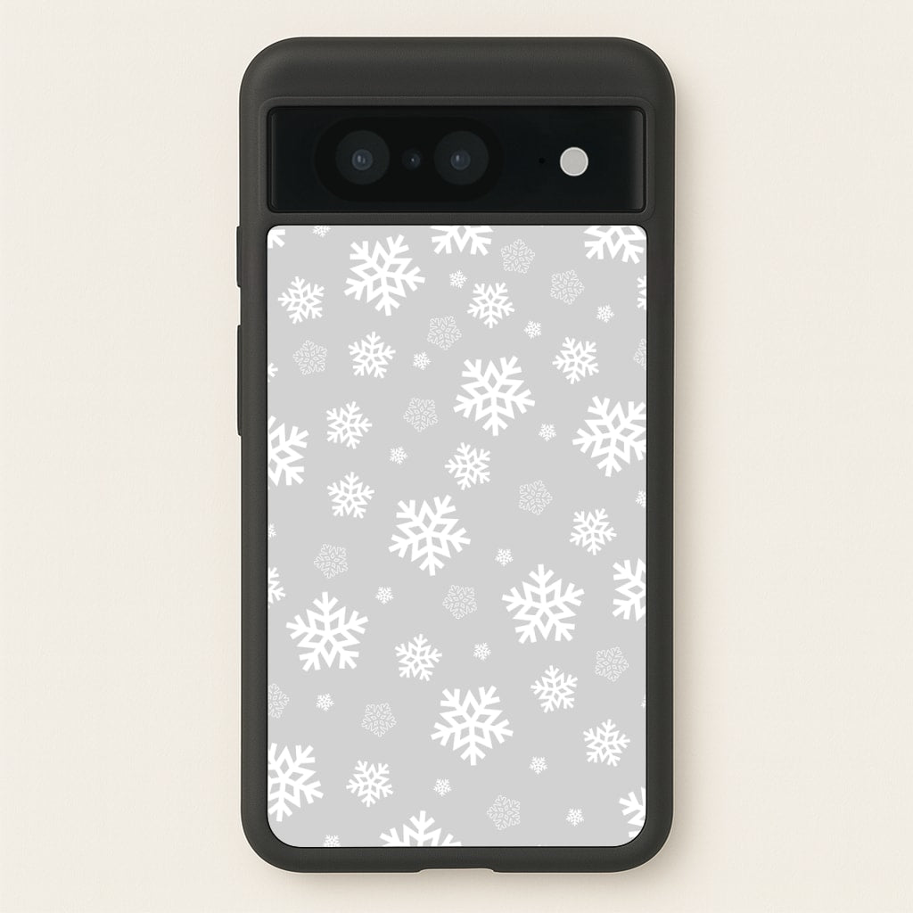 Grey Snowflake Pattern - Christmas Patterns Phone Case for Google Pixel 8