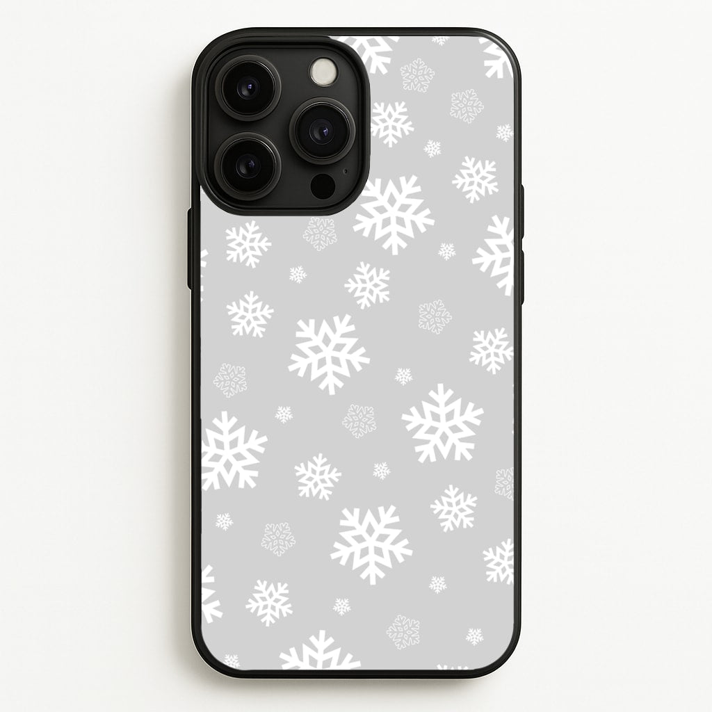 Grey Snowflake Pattern - Christmas Patterns Phone Case for iPhone 13 Pro Max