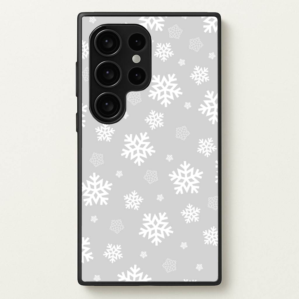 Grey Snowflake Pattern - Christmas Patterns Phone Case for Galaxy S24 Ultra