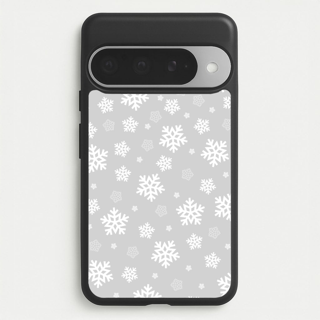 Grey Snowflake Pattern Phone Case for Google Pixel 10 Pro XL