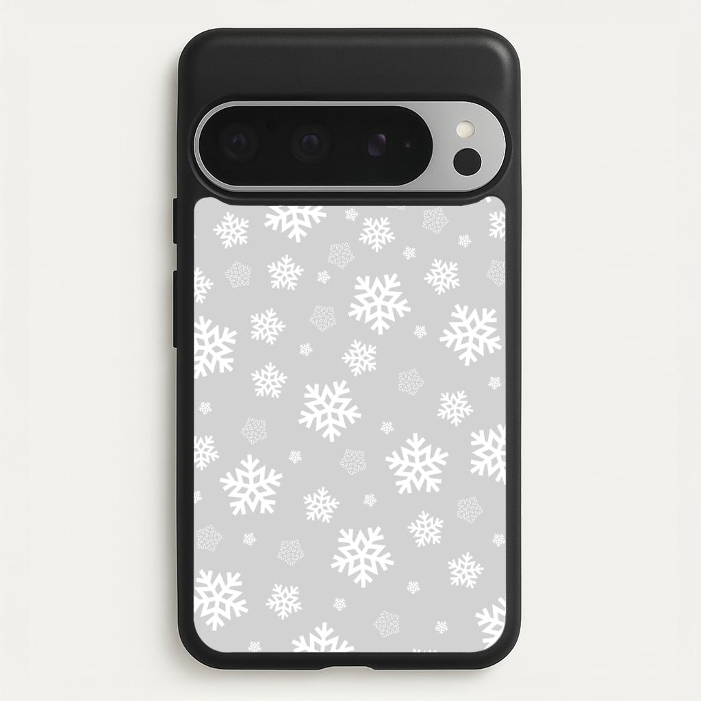 Grey Snowflake Pattern - Christmas Patterns Phone Case for Google Pixel 9 Pro XL
