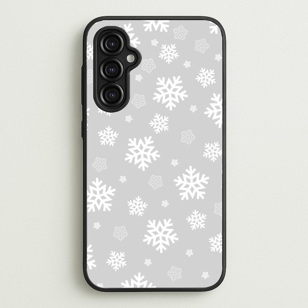 Grey Snowflake Pattern - Christmas Patterns Phone Case for Galaxy A14