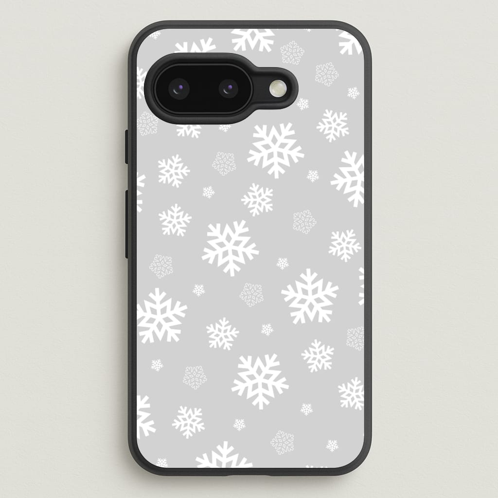 Grey Snowflake Pattern - Christmas Patterns Phone Case for Google Pixel 9a