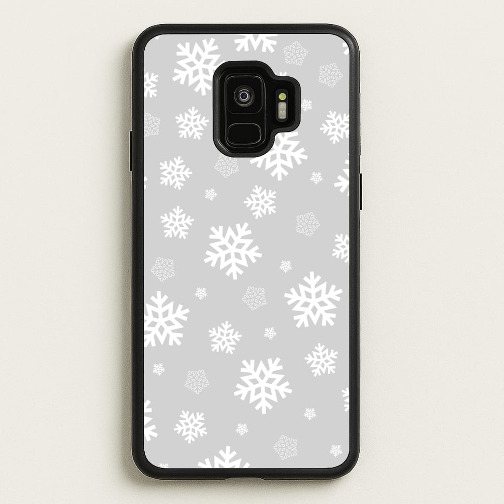 Grey Snowflake Pattern - Christmas Patterns Phone Case for Galaxy S9