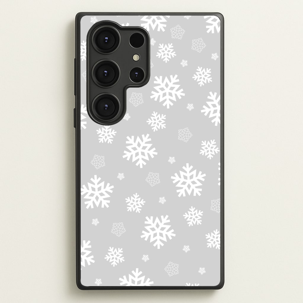 Grey Snowflake Pattern - Christmas Patterns Phone Case for Galaxy S25 Ultra
