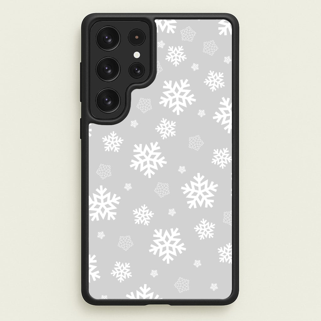 Grey Snowflake Pattern - Christmas Patterns Phone Case for Galaxy S23 Ultra