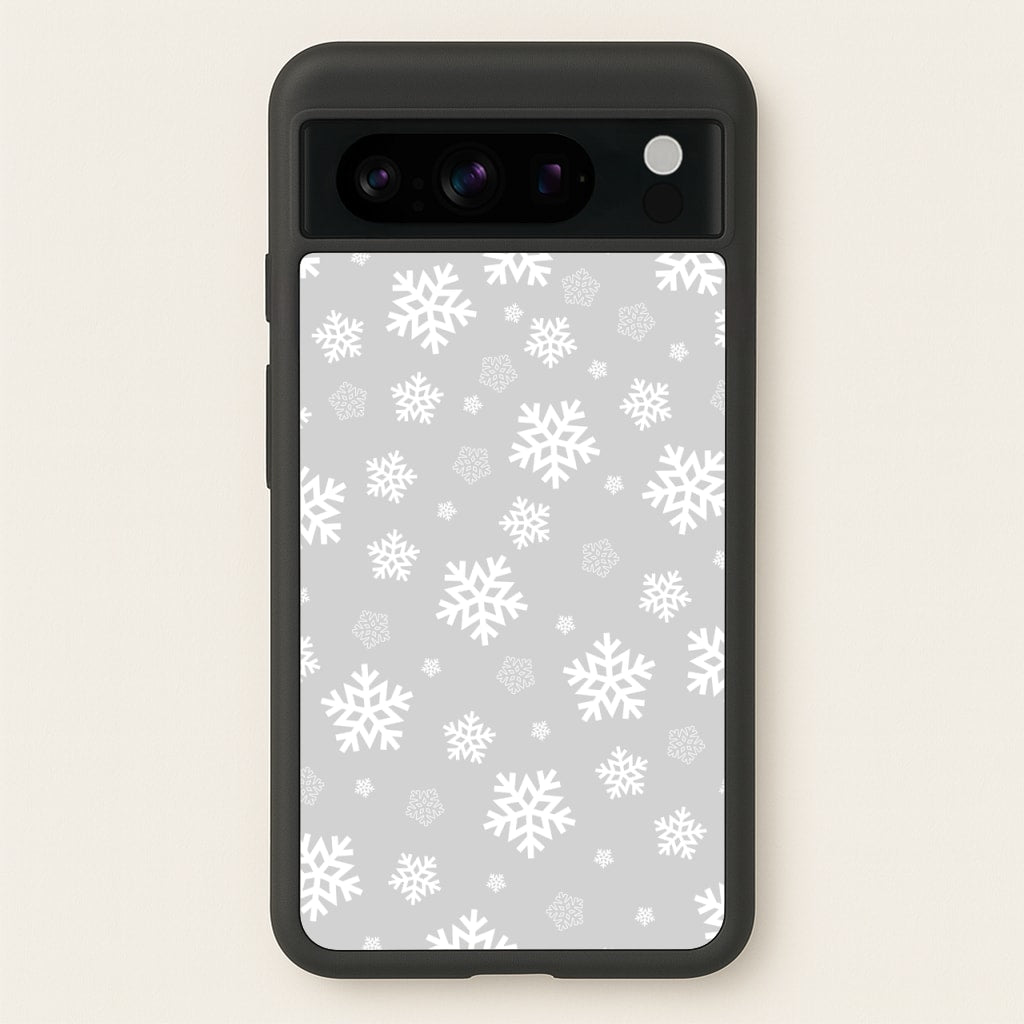 Grey Snowflake Pattern - Christmas Patterns Phone Case for Google Pixel 8 Pro