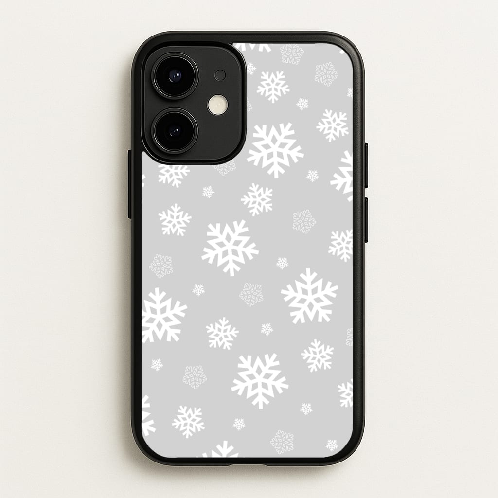 Grey Snowflake Pattern - Christmas Patterns Phone Case for iPhone 12 / 12 Pro